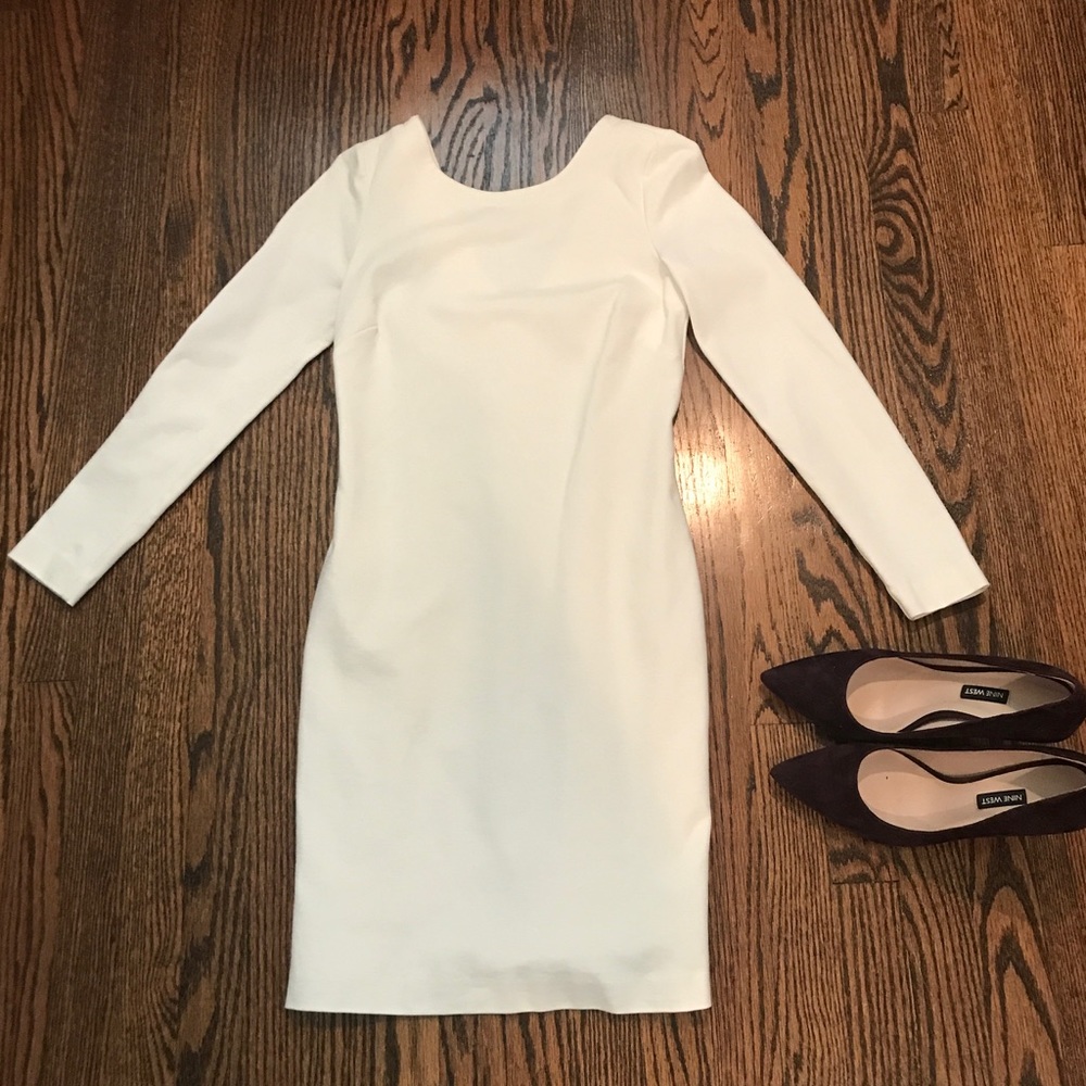 Cream Ponte Long Sleeve Dress